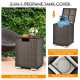 Brown propane tank holder and side table made of all-weather PE rattan, ideal for outdoor use and storage.