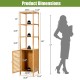 Slim bamboo floor storage cabinet with shutter door, featuring 4 tiers and anti-toppling device, ideal for small spaces.