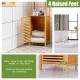 Slim bamboo floor storage cabinet with shutter door, featuring 4 raised feet for easy cleaning and corner design for.