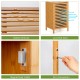 Bamboo floor storage cabinet with slatted shelves, louvered door, and anti-toppling device for versatile home.