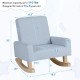 Kids rocking chair in blue with solid wood legs, designed for ages 3-5, featuring ergonomic support and gentle rocking.