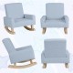 Kids rocking chair in blue with solid wood legs, side view highlighting the spacious seat and supportive armrests for.