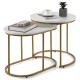 Nesting coffee table set of 2 featuring elegant white MDF tops and gold metal legs, ideal for stylish and compact.