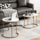 Stylish white MDF top coffee table with a gold steel frame, ideal for modern decor and versatile placement options.