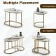 Modern nesting coffee table set of 2 in white with gold legs, perfect for versatile use in living rooms or bedrooms.