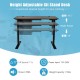 Electric height adjustable standing desk in walnut finish, featuring a digital controller and spacious tabletop for.