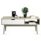 Gray coffee cocktail accent table with drawer and storage shelf, featuring a spacious tabletop for magazines and decor.