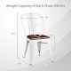 Dimensions of the Tolix style metal dining chair set with wood seat, featuring ergonomic design and stackable.