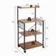 4-tier kitchen baker's rack on wheels featuring engineered wood shelves and metal frame, ideal for versatile storage.