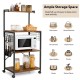 4-tier kitchen baker's rack on wheels with engineered wood and metal frame, ideal for versatile storage in any room.