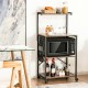 4-tier kitchen baker's rack on wheels with engineered wood and metal frame, perfect for storage in any room.
