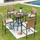32-inch outdoor steel square bar table with waterproof surface, surrounded by four chairs, perfect for dining or.