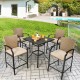 32-inch outdoor steel square bar table with a powder-coated surface, perfect for dining and entertaining on patios.