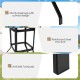 Close-up of the sturdy steel legs and anti-skid footpads of the 32-inch outdoor bar table for stability and protection.