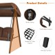 Detail of the outdoor 3-seat porch swing showcasing sturdy springs, comfortable armrest, and anti-slip foot pads.