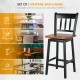 Set of 2 vintage bar stools with 360° swivel, solid rubberwood frame, ideal for kitchen and dining areas.