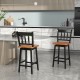Set of 2 vintage swivel bar stools with 360° rotation, solid rubberwood frame, and ergonomic design for kitchen or.