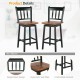 Set of 2 black swivel bar stools with 360° swivel, solid rubberwood frame, and ergonomic design for kitchen or dining.