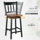 Black swivel bar stool with 360° seat and solid rubberwood frame, ideal for kitchen or dining room use.