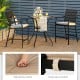 Patio bar set featuring two ergonomic bar stools with high-density cushions and a square table, ideal for outdoor.