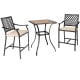 Patio bar set featuring 2 ergonomic bar stools with cushions and 1 square table, ideal for outdoor spaces.