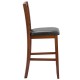 Side view of a 25-inch wooden bar stool with PU leather seat, ideal for kitchen or dining room use.