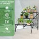 3-tier black metal plant stand with widened grid shelf, perfect for displaying plants indoors or outdoors.