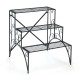 3-tier black metal plant stand with widened grid shelves for ample storage and quick drainage, perfect for indoor or.