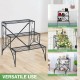 3-Tier Metal Plant Stand with Widened Grid Shelf for Porch Garden - Gallery View 9 of 10