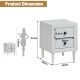 Multipurpose white bedside nightstand with two drawers, featuring a retro design and rubberwood feet for stability.