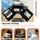 L-shaped electric standing desk in black with spacious desktop, adjustable height, and memory positions for efficient.