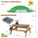 3-in-1 kids outdoor picnic table with green umbrella, removable play boxes for sand and water, ideal for yard fun.