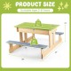 3-in-1 outdoor wooden kids picnic table with detachable sand and water boxes, suitable for ages 3-8, ideal for backyard.