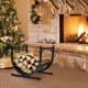 U-shaped 17-inch firewood rack made of heavy-duty steel, perfect for indoor or outdoor wood storage and display.
