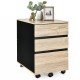 3-drawer mobile file cabinet with a sleek design, featuring a large bottom drawer and lockable wheels for stability.