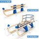 Folding snowsled in both folding and using modes, featuring durable engineering board and metal rails for easy sliding.