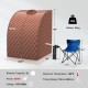 Portable personal steam sauna with 3L steamer, waterproof fabric, and folding chair for home health care and relaxation.