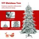 7-foot snow-flocked slim artificial Christmas tree with 1108 branch tips and sturdy iron base for festive indoor or.