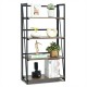4-tier industrial bookshelf with metal frame and wooden shelves, perfect for storage or display in any room.