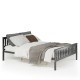Queen wood platform bed with headboard, solid wood frame, modern design, and 12" under-bed storage for versatile use.