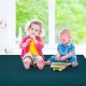 Navy workout yoga mat with double-sided anti-skid design, perfect for exercise, baby crawling, or picnics.