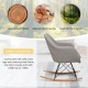 Gray upholstered rocking armchair with beech wood legs and steel frame, ideal for living room relaxation and style.