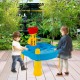 Kids sand and water activity table with accessories, designed for indoor and outdoor play, featuring a drain hole.