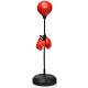Adjustable height punching bag with stand and red boxing gloves, designed for adults and kids for fitness and.