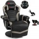 Ergonomic high back massage gaming chair in gray with adjustable backrest, 4 massage points, and cup holder for.
