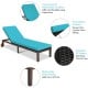 Turquoise patio chaise lounge chair with ergonomic design, PE rattan, and adjustable backrest for outdoor relaxation.