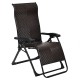 Zero gravity lounge chair in dark rattan with adjustable reclining backrest, perfect for outdoor relaxation.