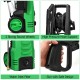 Close-up of the 3500PSI electric pressure washer's gun with safety lock and high-pressure hose support for easy.