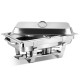Stainless steel full-size chafing dish with lid, double plate design, perfect for buffets and events, 9-quart capacity.