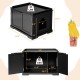 Black cat litter box enclosure with double doors, sturdy MDF, large cat hole, and ample storage space for pets.